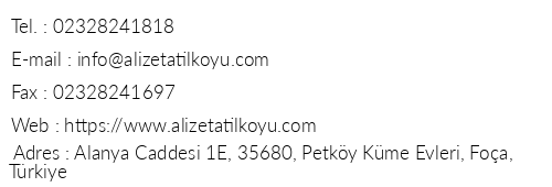 Alize Tatil Ky telefon numaralar, faks, e-mail, posta adresi ve iletiim bilgileri